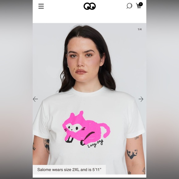 NWT Lazy Oaf Pink Kitty Fitted Tee - Picture 2 of 6